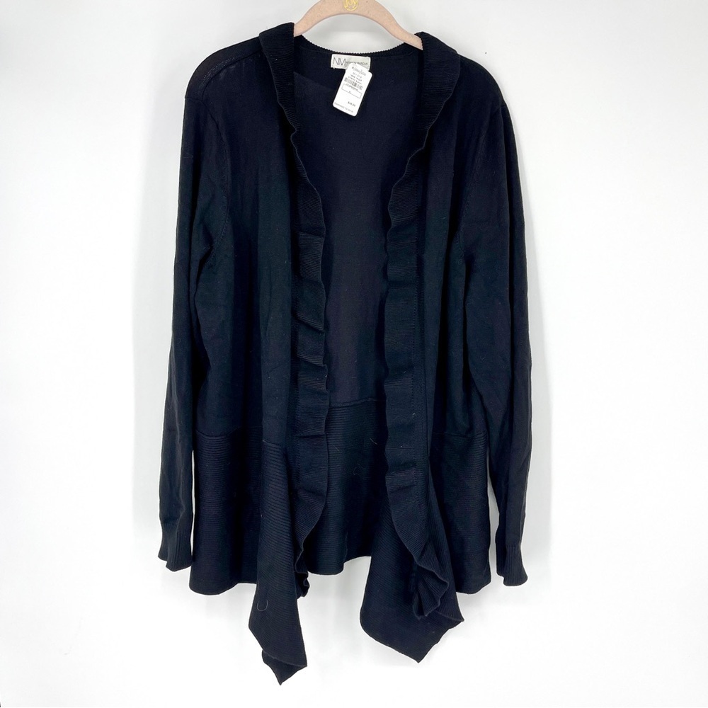Neiman Marcus open ruffle long cardigan